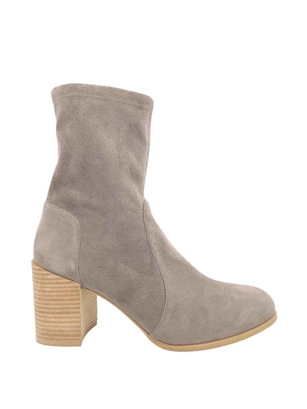 NEW Stuart Weitzman Sock Boot Gray Suede Stretch Quiet Luxury Womens 10.5 Wide